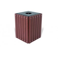 Two 20 GALLON RECYCLED CEDAR TRASH RECEPTACLE with RECYCLING LID